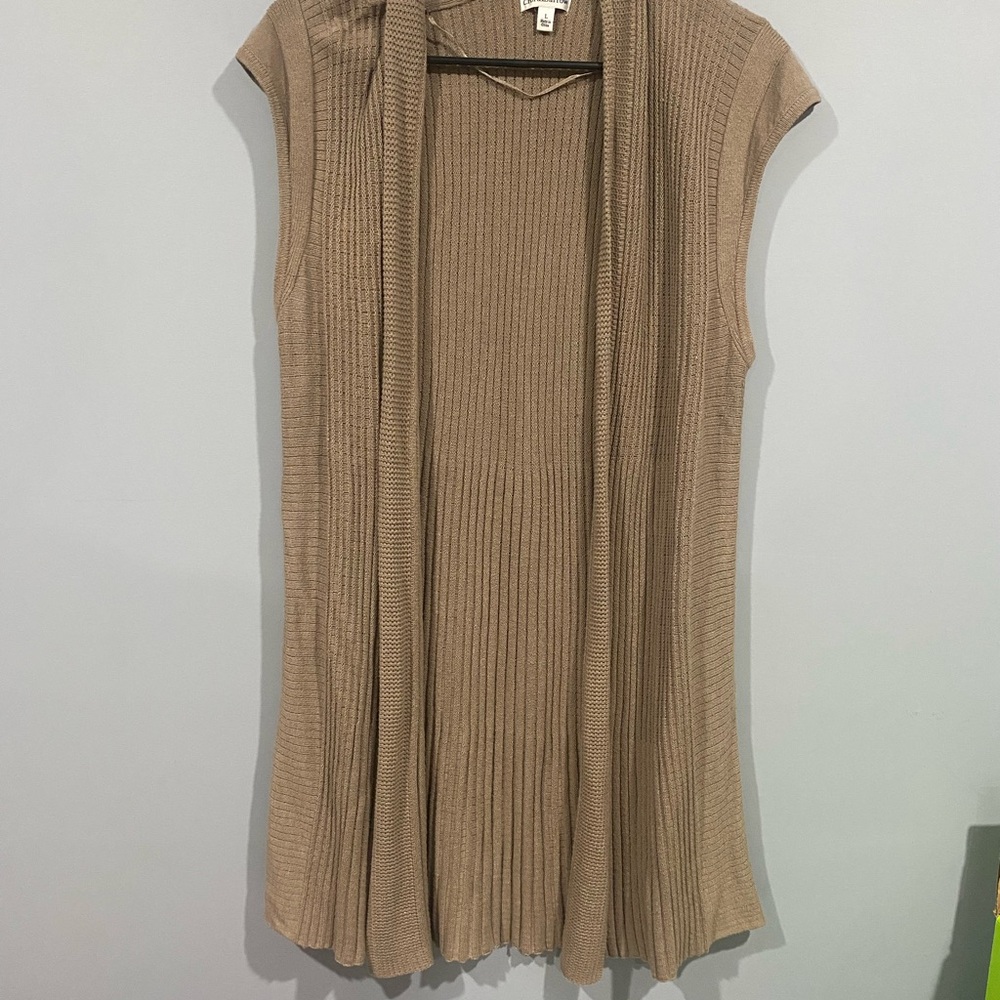 Sleeveless Tan Knit Cardigan